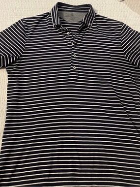Brunello Cucinelli Navy and White Striped Polo